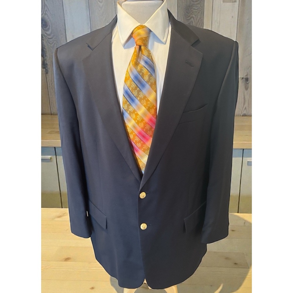 Oliver x Loro Piana Men's Navy‎ Blue Gold Buttons Super 110's Wool Sz 44L Jacket